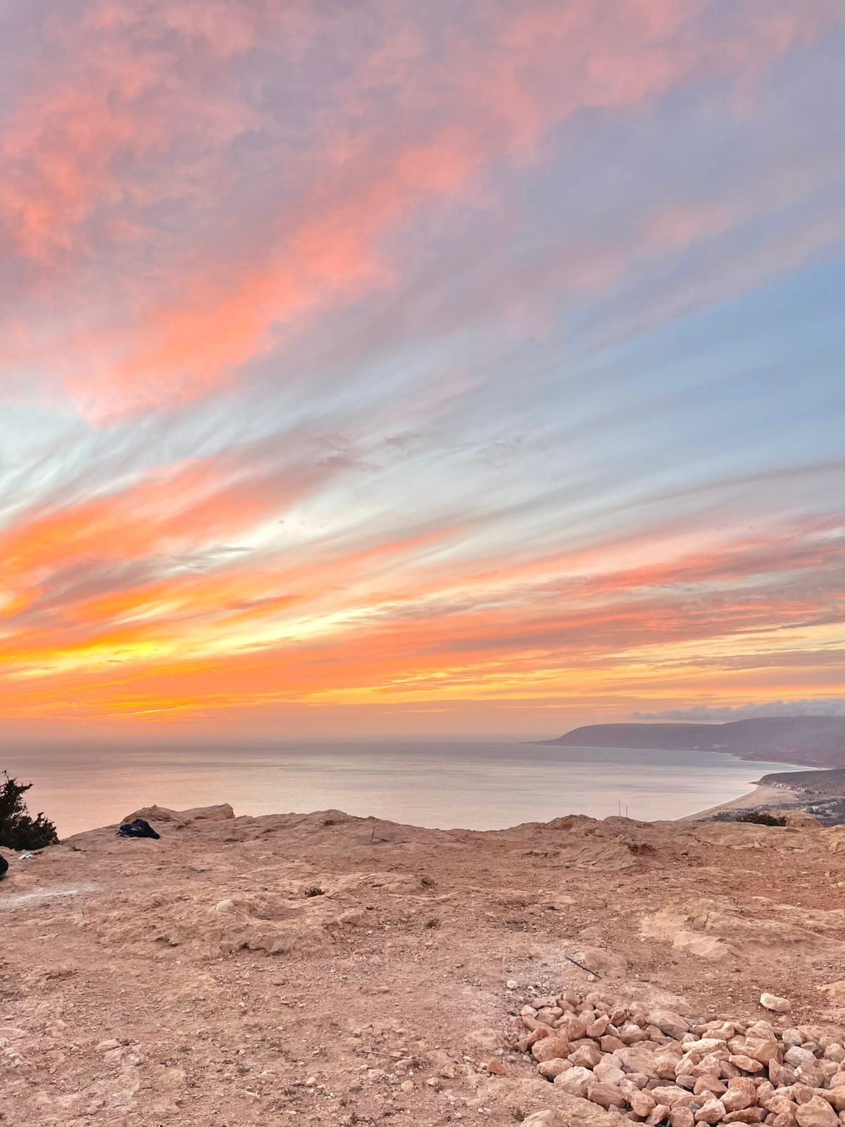 Atlantic coastline near Taghazout at golden hour